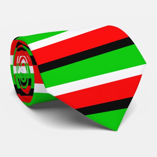 Cravate Design Motif Red Green Stripes (Roulé)