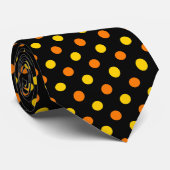Cravate Design Orange Jaune Sur Points noirs (Roulé)