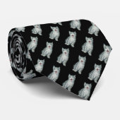 Cravate design original chaton en tabby gris et blanc (Roulé)