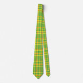 Cravate design plaid vert et jaune (Devant)