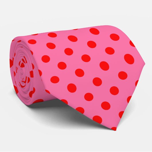 Cravate Design Pois rouge sur rose