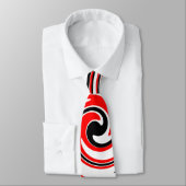 Cravate Design psychédélique rouge blanc et noir (Attaché)