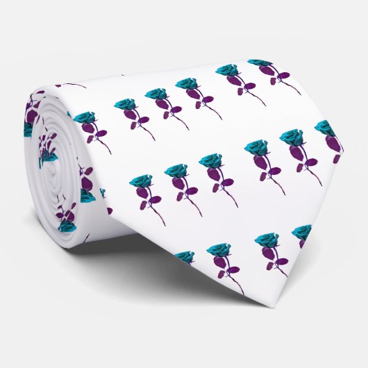 Cravate Design Rose bleu - Art moderne (Roulé)