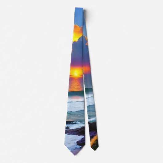 Cravate design, Sunrise Ocean Waves (Devant)