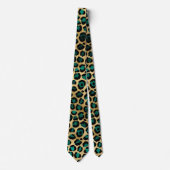Cravate Design turquoise et Gold Leopard Series 14 (Devant)