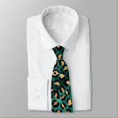 Cravate Design turquoise et Gold Leopard Series 3 (Attaché)