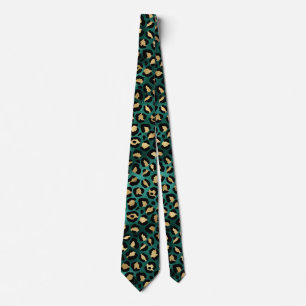 Cravate Design turquoise et Gold Leopard Series 3