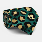 Cravate Design turquoise et Gold Leopard Series 3 (Roulé)