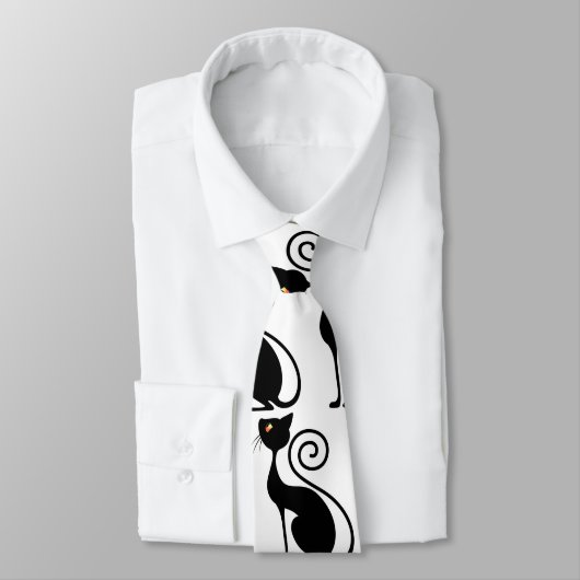 Cravate Design Vintage de chat noir (Attaché)