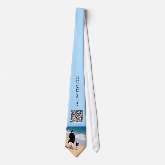Cravate Design Your Photo Neck Tie with QR Code and Text (Devant)