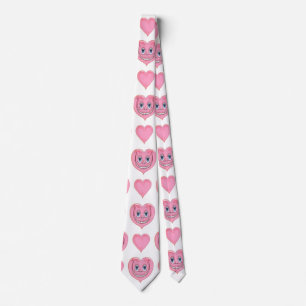 Cravate Dessin à la main Smiling mignon Coeur rose nouveau
