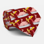 Cravate dessin animé dinde souriante dans la casserole (Roulé)