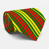 Cravate Dessin de bandes verticales vert jaune rouge (Roulé)