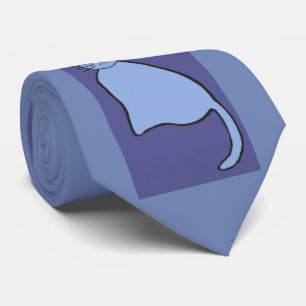 Cravate Dessin de chat bleu, mignon, calme avec des oreill