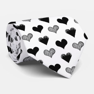 Cravate Dessin de coeurs noir et blanc - Simple Diversity