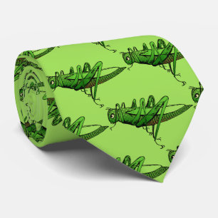Cravate Dessin d'insectes vert vif