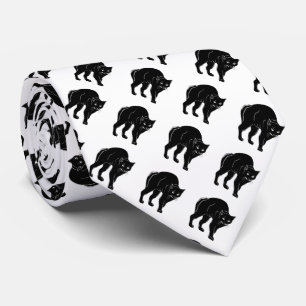 Cravate Dessin en silhouette de chat noir à rallonge d'Hal