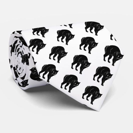 Cravate Dessin en silhouette de chat noir à rallonge d'Hal (Roulé)