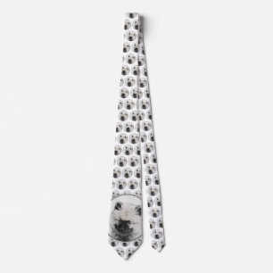 Cravate Dessin Keeshond Chiot - Joli dessin original Chien
