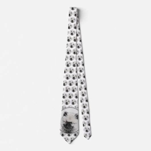 Cravate Dessin Keeshond Chiot - Joli dessin original Chien (Devant)