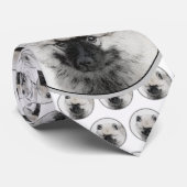 Cravate Dessin Keeshond Chiot - Joli dessin original Chien (Roulé)