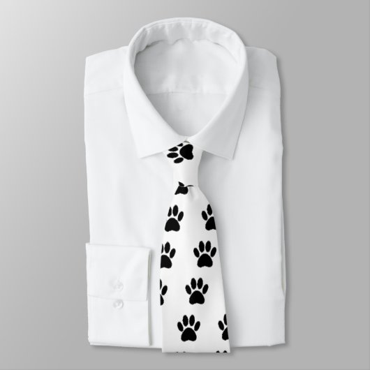 Cravate Dessin Paw Chien En Noir (Attaché)