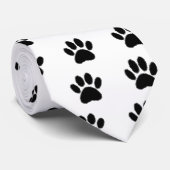 Cravate Dessin Paw Chien En Noir (Roulé)