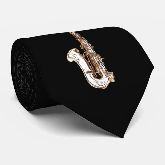 Cravate Dessin saxophone (Roulé)