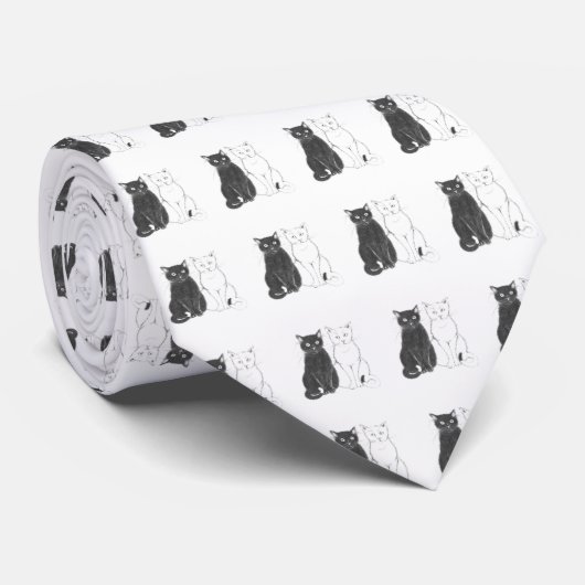 Cravate Deux chats (Roulé)