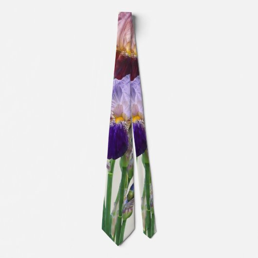 Cravate Deux iris barbus Un marron Un violet (Devant)