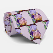 Cravate Deux iris barbus Un marron Un violet (Roulé)
