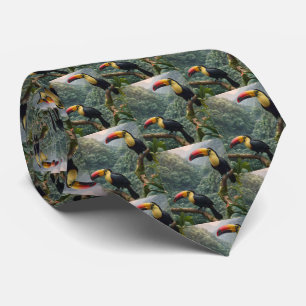 Cravate Deux Oiseaux Toucans Tropicaux,