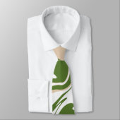 Cravate Déversement - Blanc, Sable et Vert Palmier (Attaché)