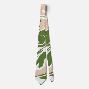 Cravate Déversement - Blanc, Sable et Vert Palmier