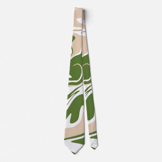 Cravate Déversement - Blanc, Sable et Vert Palmier (Devant)