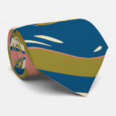 Cravate Déversement - Bleu, Vert olive, Rose et Crème (Roulé)
