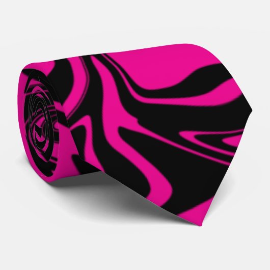 Cravate Déversement - Magenta et noir (Roulé)