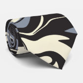 Cravate Déversement - Noir, Gris et Crème (Roulé)