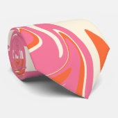 Cravate Déversement - rose, orange et crème (Roulé)