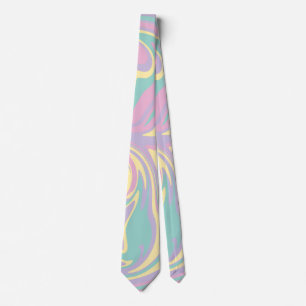 Cravate Déversement - rose pastel, jaune, violet et vert