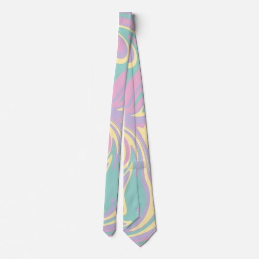 Cravate Déversement - rose pastel, jaune, violet et vert (Dos)