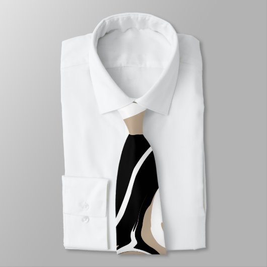 Cravate Déversement - Taupe, noir et blanc (Attaché)