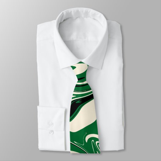 Cravate Déversement - vert, crème et noir (Attaché)