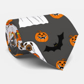 Cravate d'Halloween avec fantômes de chien chauves (Roulé)