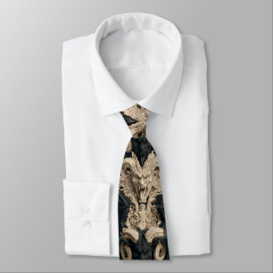 Cravate Diable cornu baroque noir et crème gothique