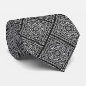 Cravate Diagonal Black and White Bandana Design (Roulé)