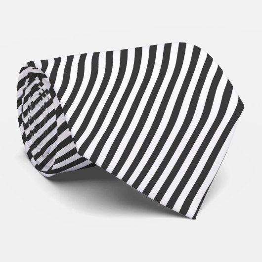 Cravate Diagonal black and white stripes  pattern (Roulé)