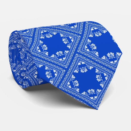 Cravate Diagonal Blue Bandana Pattern (Roulé)