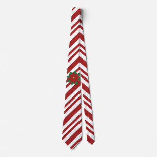 Cravate Diagonal bonbons rayures avec couronne Holly sur