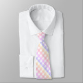 Cravate Diagonal Pastel Rainbow Checkerboard (Attaché)